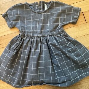 Rylee + Cru Gray Windowpane Cotton Dress